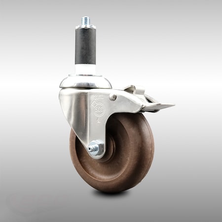 Service Caster 4 Inch 316SS High Temp Glass Filled Nylon 1-1/4 Inch Stem Caster Lock Brake SCC SCC-SS316TTLEX20S414-GFNSHT-114